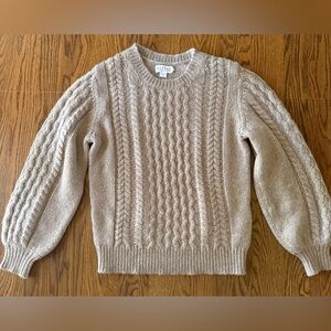 Velvet by Graham & Spencer Cable Knit Cozy Oat Crew Neck Wool Blend Sweater Sz S